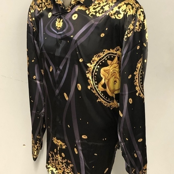 Barabas shirt button front black satan classic fit - Picture 3 of 7